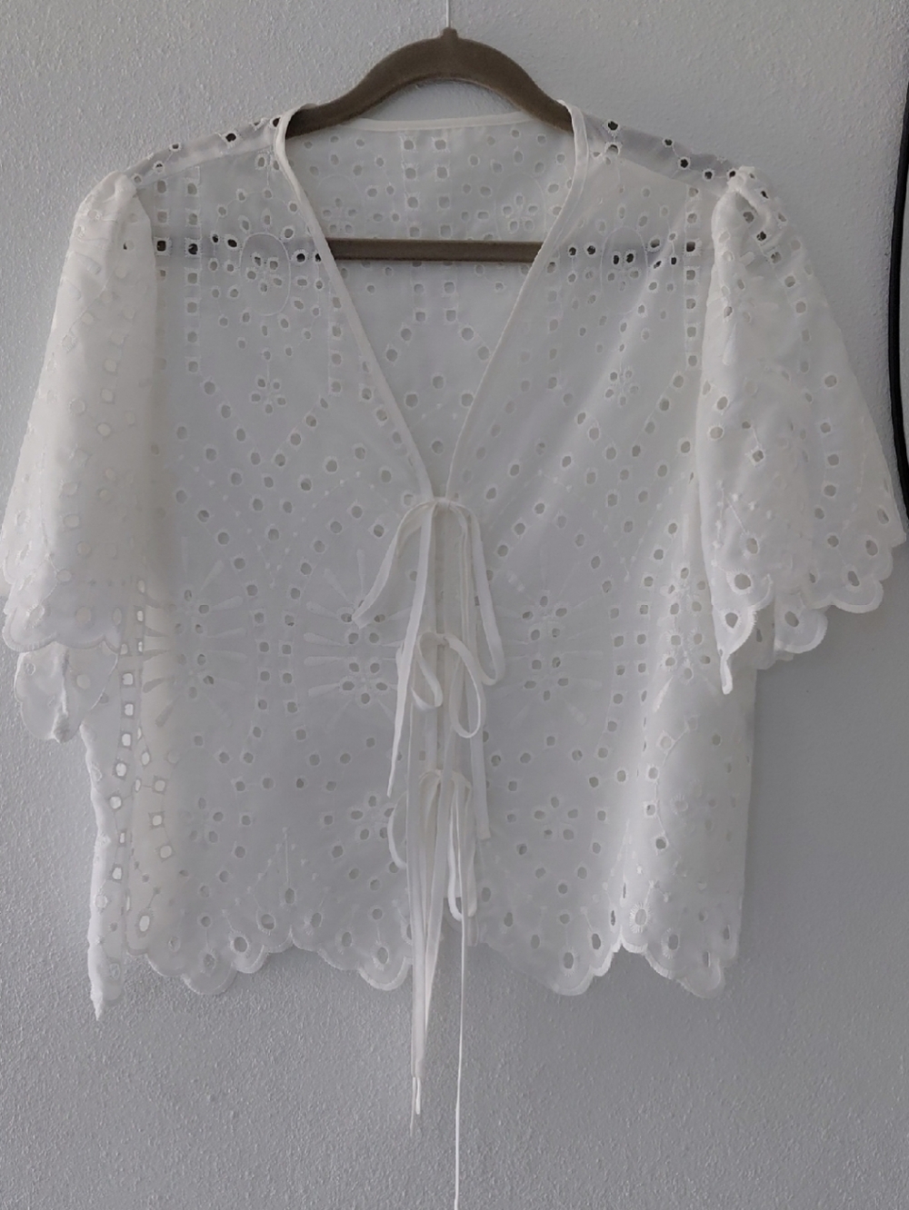 Shein White Eyelet Boho Blouse